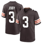 C.Browns #3 Jerry Jeudy Player Brown Home Game Gdoa Stitched Jerseys