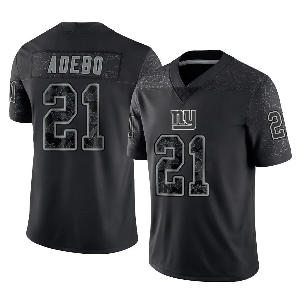 NY.Giants #21 Paulson Adebo Player Black Limited Reflective Home Game Gdoa Stitched Jerseys