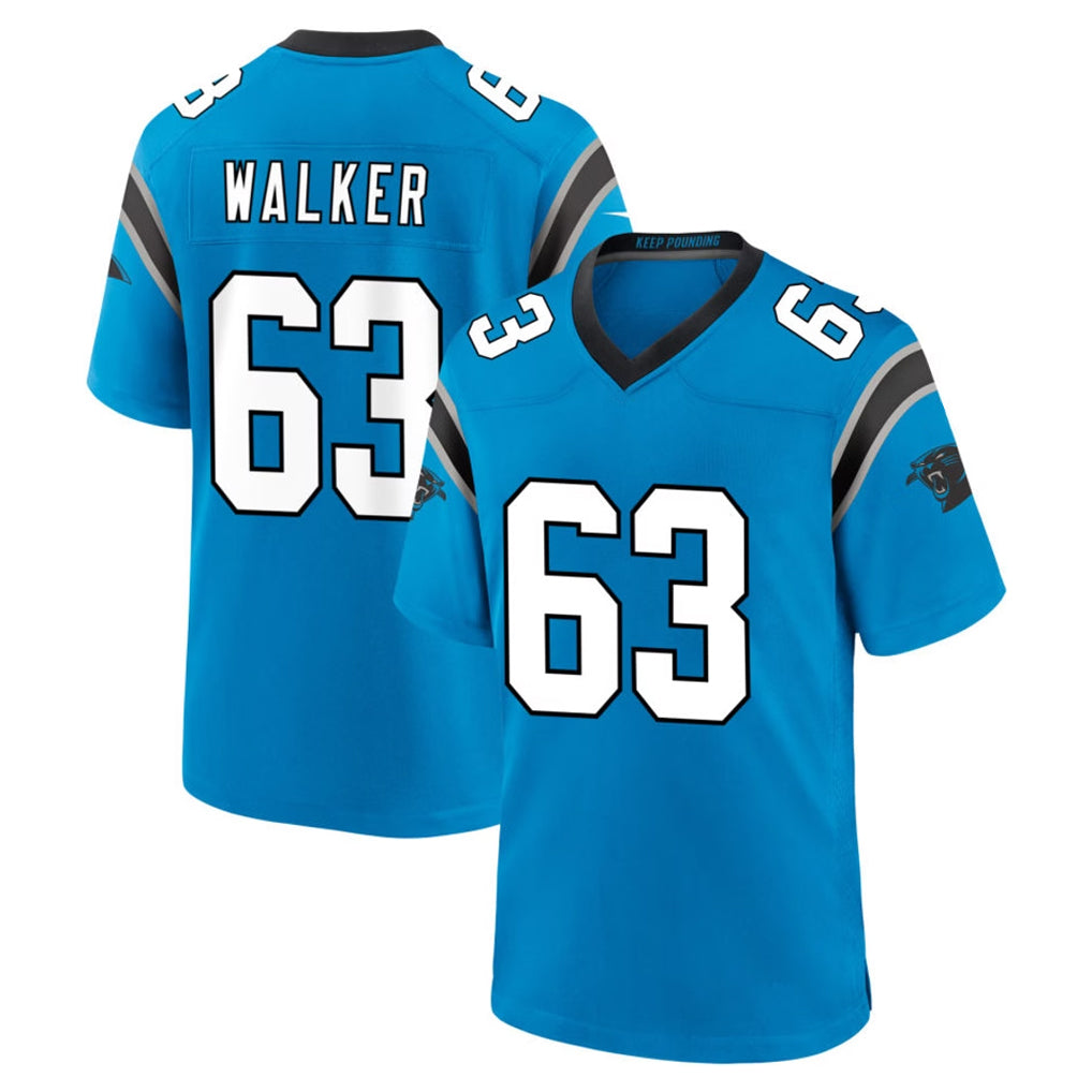 C.Panthers #63 Rasheed Walker Player Blue Home Game Gdoa Stitched Jerseys