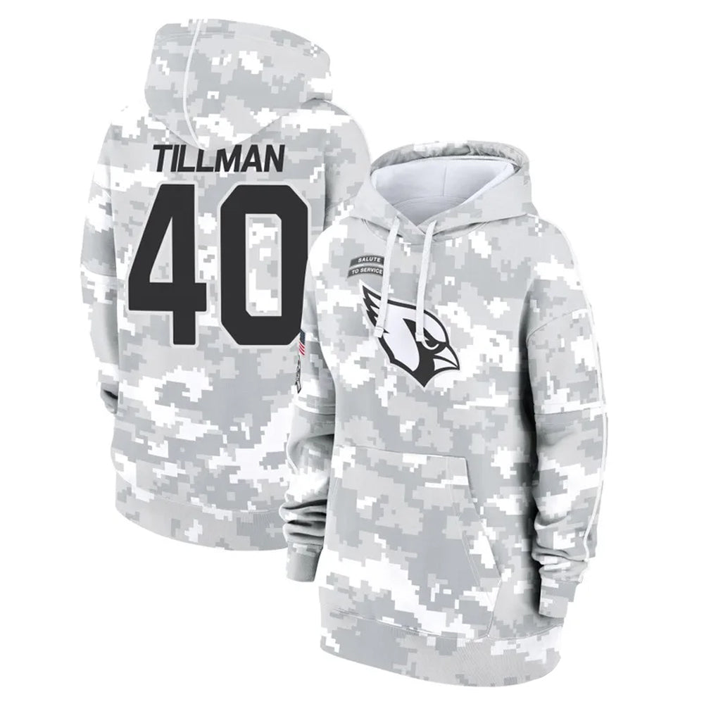 A.Cardinals #40 Pat Tillman Player Arctic Camo Salute to Service Limited Hoodie Gdoa Stitched Jerseys