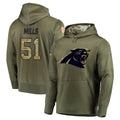 C.Panthers #51 Sam Mills Player Olive Salute to Service Hoodies Gdoa Stitched Jerseys