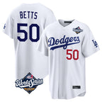 LA.Dodgers #50 Mookie Betts Player White World Series Home Game Fdoa Stitched Jerseys