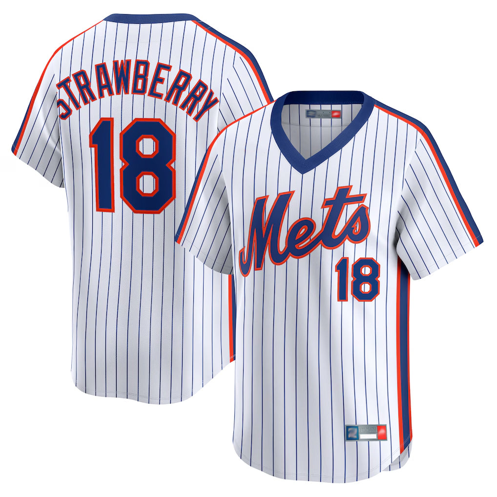 NY.Mets #18 Darryl Strawberry Player White Cooperstown Collection T-shirt Game Fdoa Stitched Jerseys