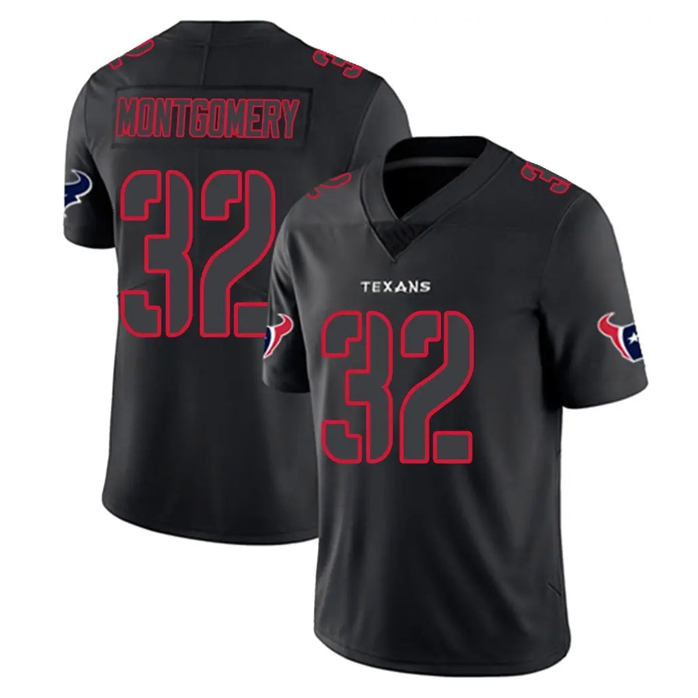 H.Texans #32 David Montgomery Player Black Impact Limited Game Gdoa Stitched Jerseys