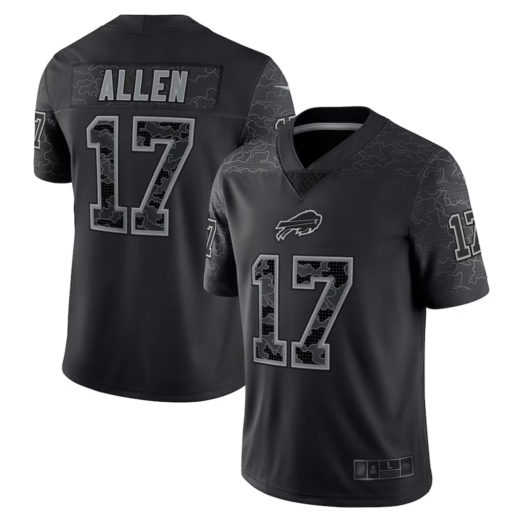 B.Bills #17 Josh Allen Player Black RFLCTV Limited Gdoa Stitched Jerseys