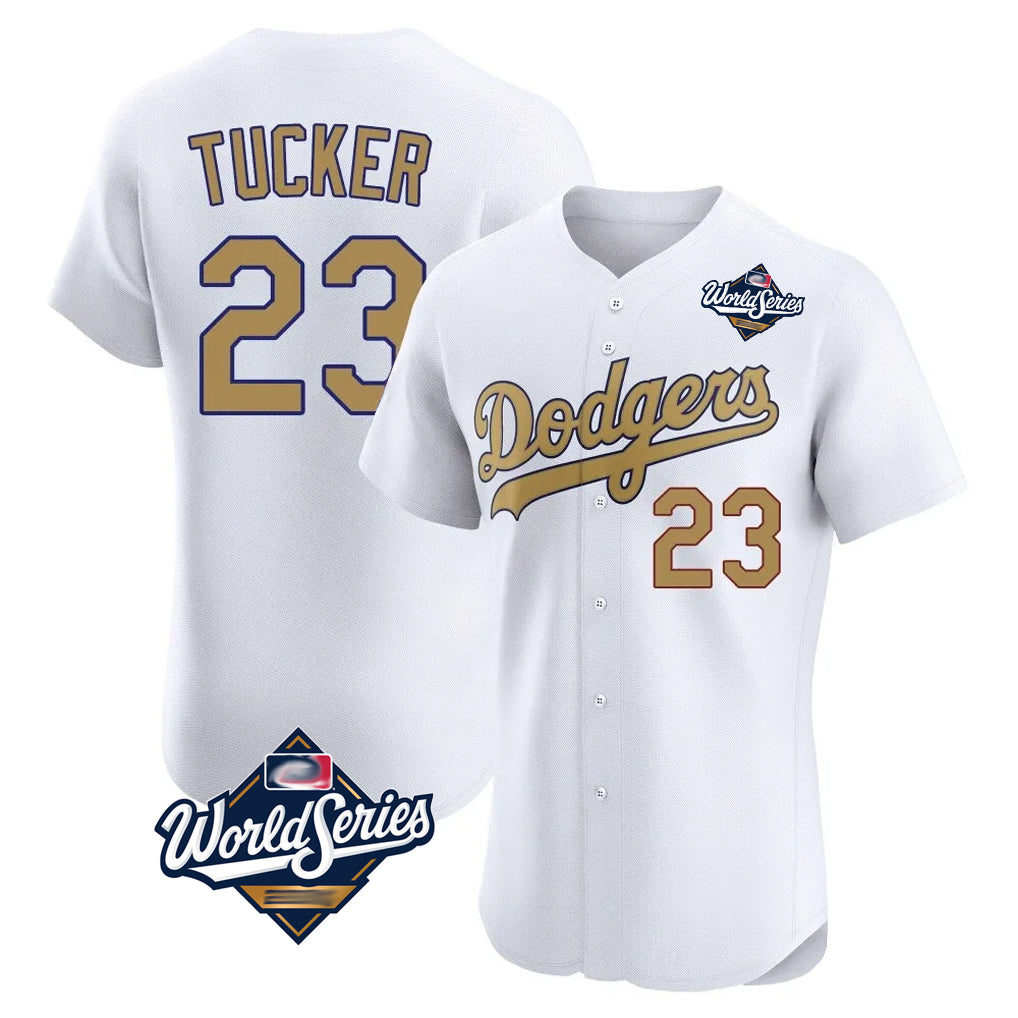 LA.Dodgers #23 Kyle Tucker Player Gold World Series Limited Elite Home Fdoa Stitched Jerseys