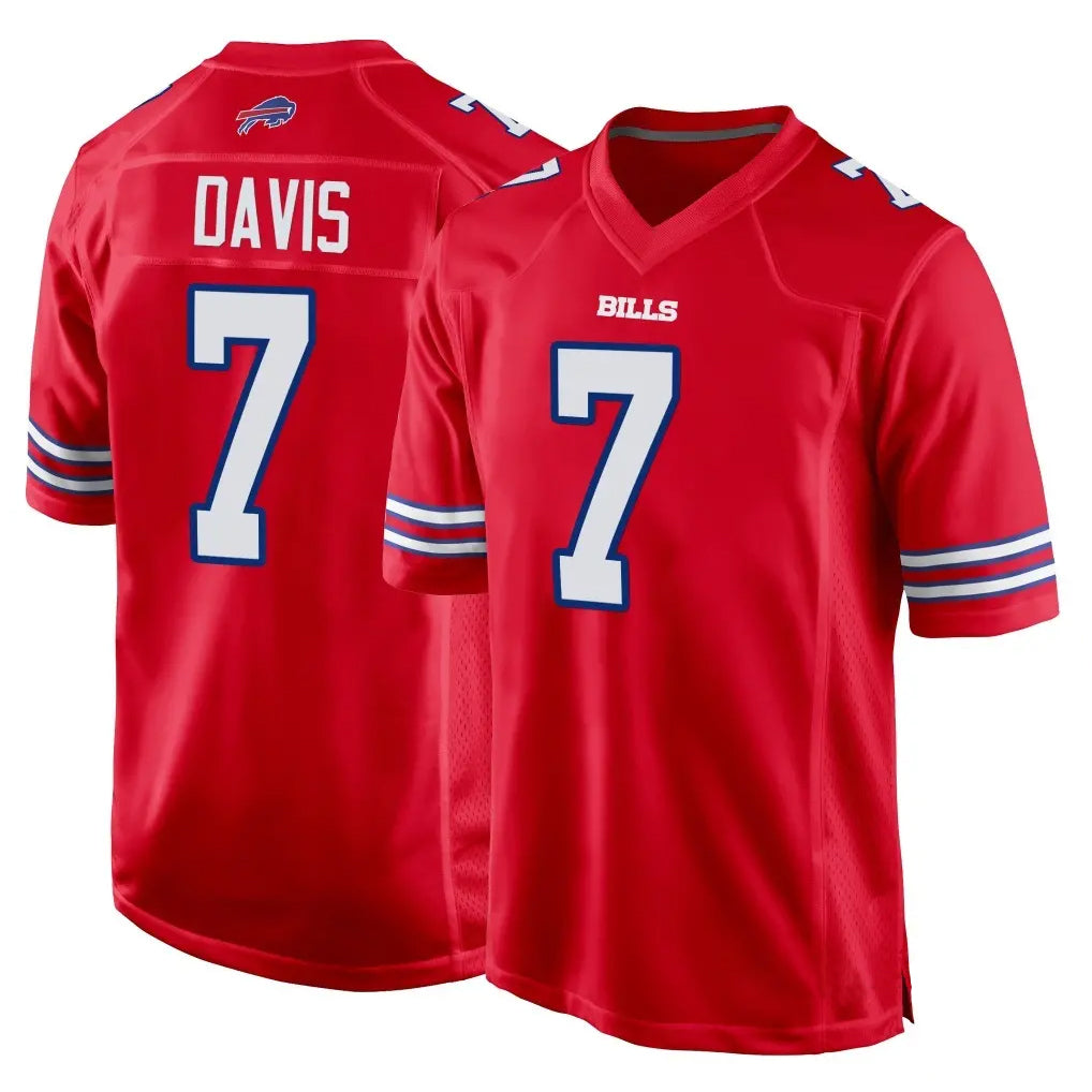 B.Bills #7 Ray Davis Player Red Home Game Gdoa Stitched Jerseys