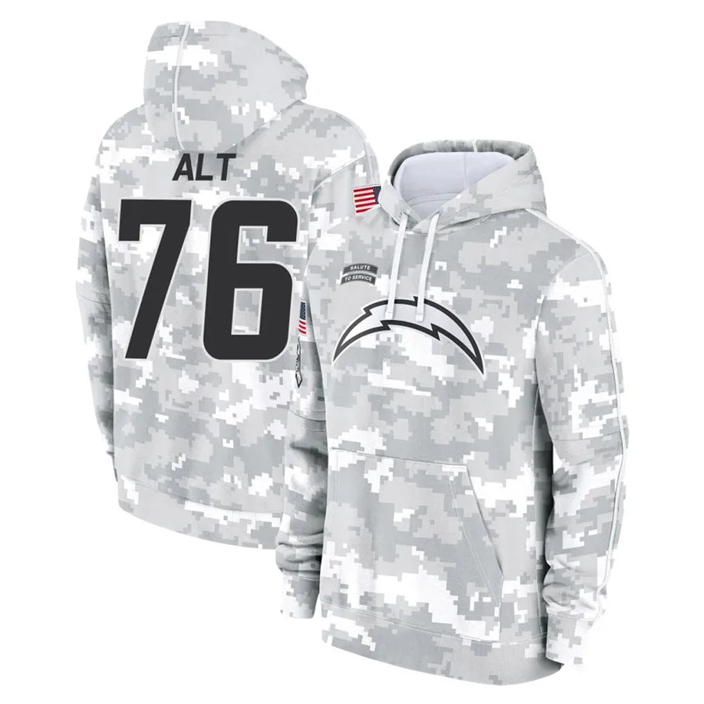 LA.Chargers #76 Joe Alt Player Arctic Camo Salute to Service Hoodies Limited Game Gdoa Stitched Jerseys