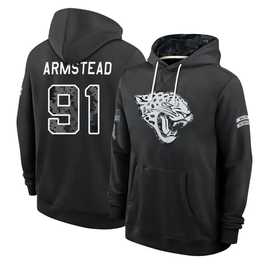 J.Jaguars #91 Arik Armstead Player 2026 Black Logo Pullover Hoodies Limited Game Gdoa Stitched Jerseys