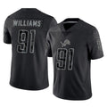 D.Lions #91 Tyleik Williams Player Black Reflective Limited Home Game Gdoa Stitched Jerseys