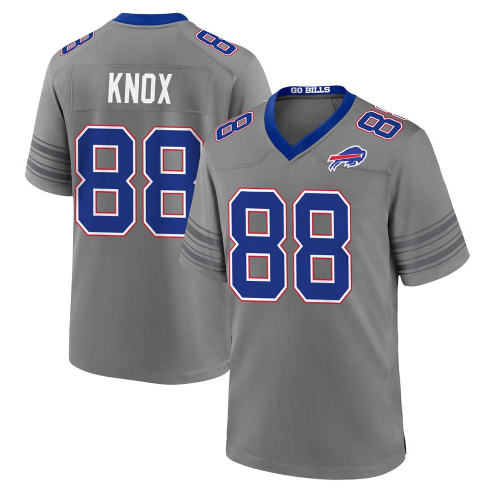 B.Bills #88 Dawson Knox Player Gray Nickel City Home Game Gdoa Stitched Jerseys