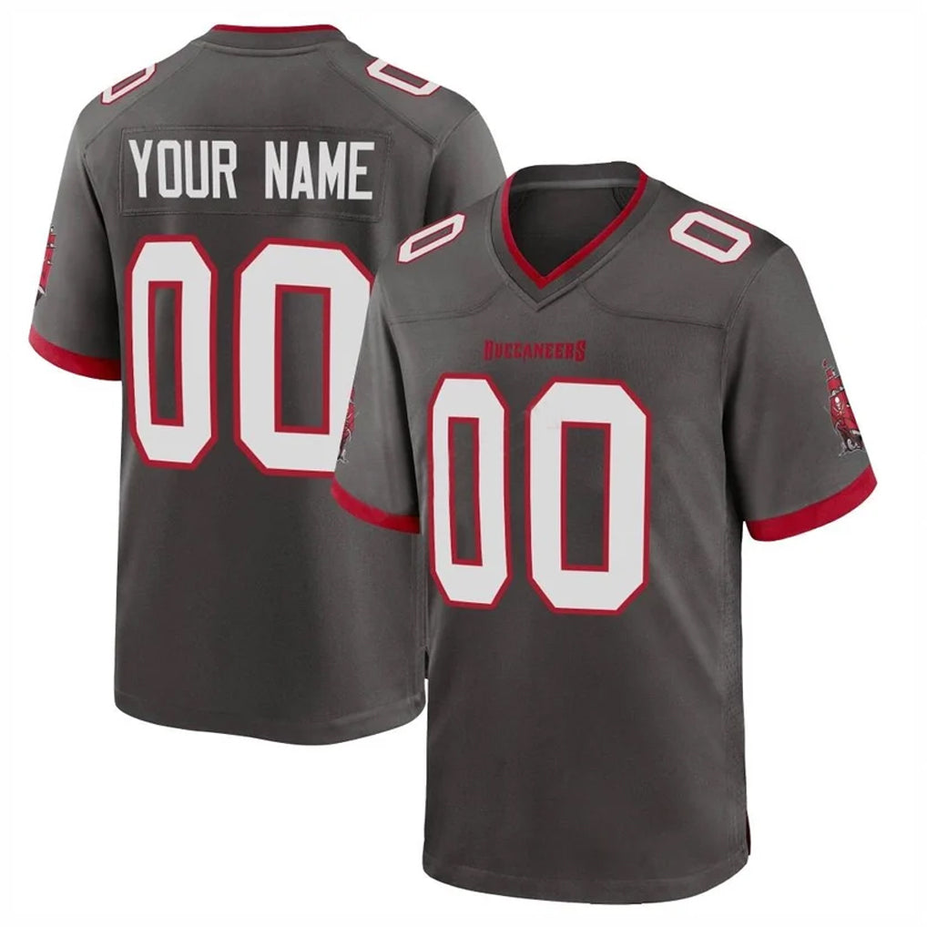 Custom TB.Buccaneers Pewter Alternate Home Game Any Name & Numbers Gdoa Stitched Jerseys