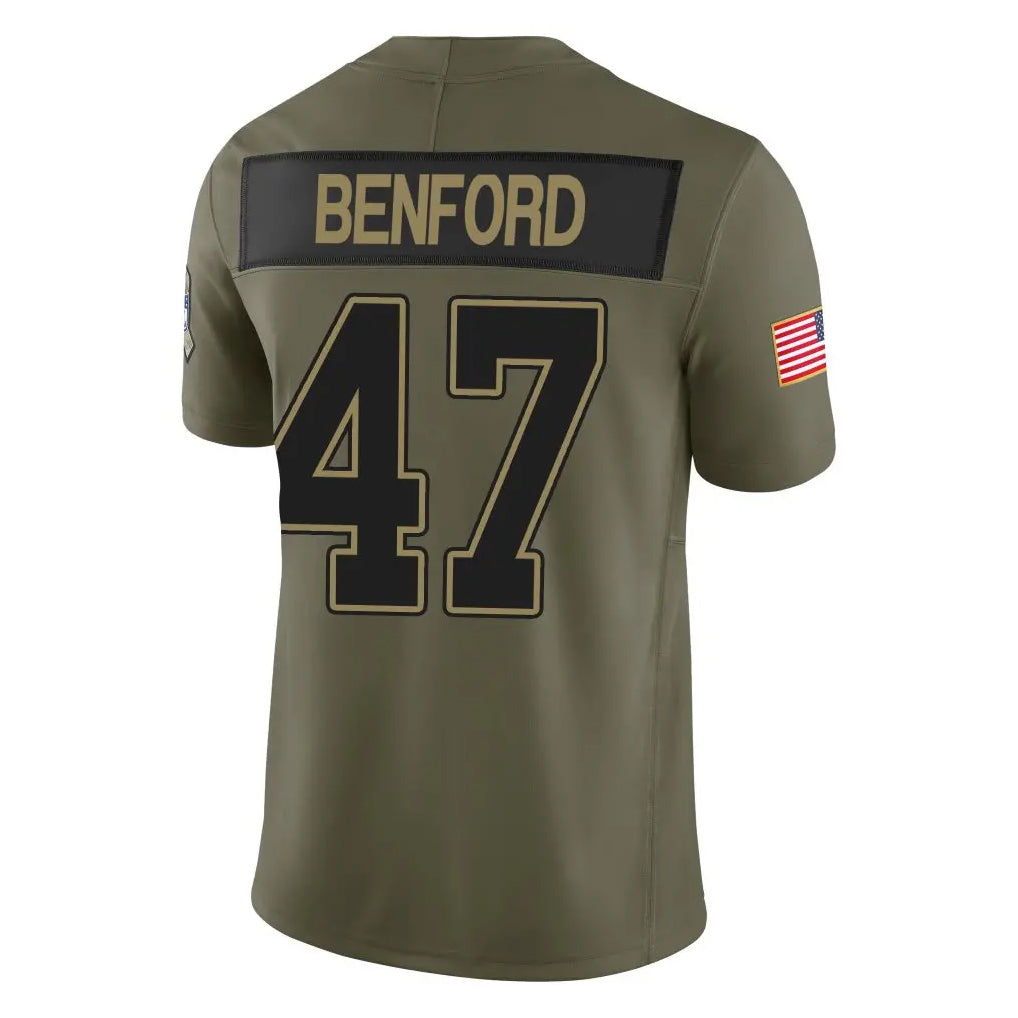 B.Bills #47 Christian Benford Player Olive Salute to Service Vapor F.U.S.E. Limited Gdoa Stitched Jerseys