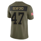 B.Bills #47 Christian Benford Player Olive Salute to Service Vapor F.U.S.E. Limited Gdoa Stitched Jerseys