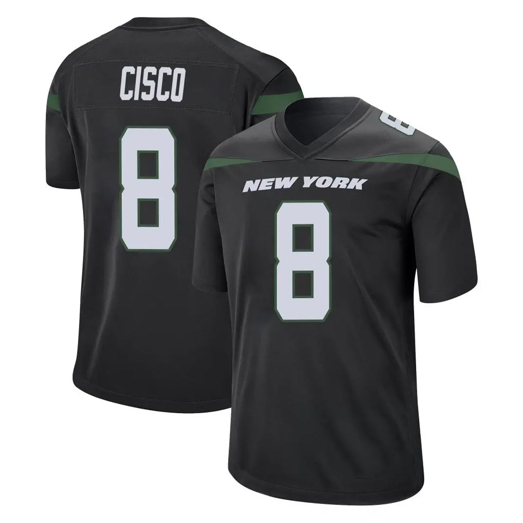 NY.Jets #8 Andre Cisco Player Stealth Black Home Game Gdoa Stitched Jerseys