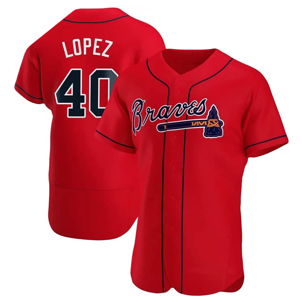 A.Braves #40 Reynaldo Lopez player Red Authentic Alternate Stitched Jerseys