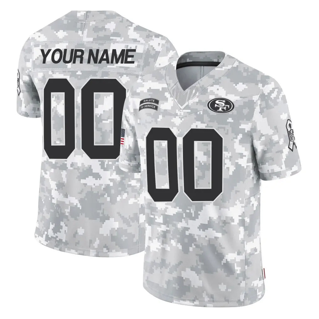 Custom SF.49ers Arctic Camo Limited Salute To Service Home Game Any Name & Numbers Gdoa Stitched Jerseys