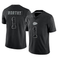 KC.Chiefs #1 Xavier Worthy Player Black Limited Reflective Game Gdoa Stitched Jerseys