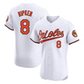 B.Orioles #8 Cal Ripken Player White Limited Elite Home Game Gdoa Stitched Jerseys