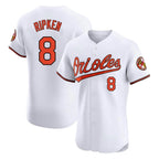 B.Orioles #8 Cal Ripken Player White Limited Elite Home Game Gdoa Stitched Jerseys