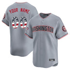 Custom W.Nationals Gray USA 250 Fourth of July Limited Home Game Any Name & Number Gdoa Stitched Jerseys