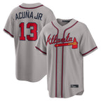 A.Braves #13 Ronald Acuna Jr Player Gray Home Game Gdoa Stitched Jerseys