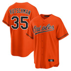 B.Orioles #35 Adley Rutschman Player Orange Home Game Gdoa Stitched Jerseys
