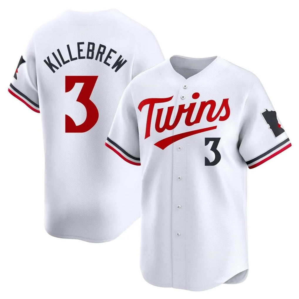 M.Twins #3 Harmon Killebrew Player White Home Limited Fdoa Stitched Jerseys