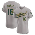 Athletics #16 Nick Kurtz Player Gray Road Limited Elite Home Game Gdoa Stitched Jerseys