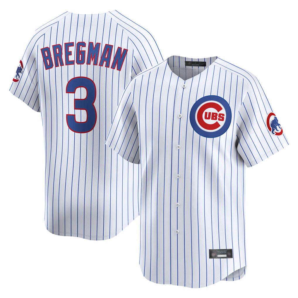 C.Cubs #3 Alex Bregman Player White Limited Home Game Gdoa Stitched Jerseys