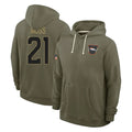 D.Broncos #21 Riley Moss Player Olive Salute to Service Pullover Hoodies Limited Gdoa Stitched Jerseys