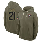 D.Broncos #21 Riley Moss Player Olive Salute to Service Pullover Hoodies Limited Gdoa Stitched Jerseys