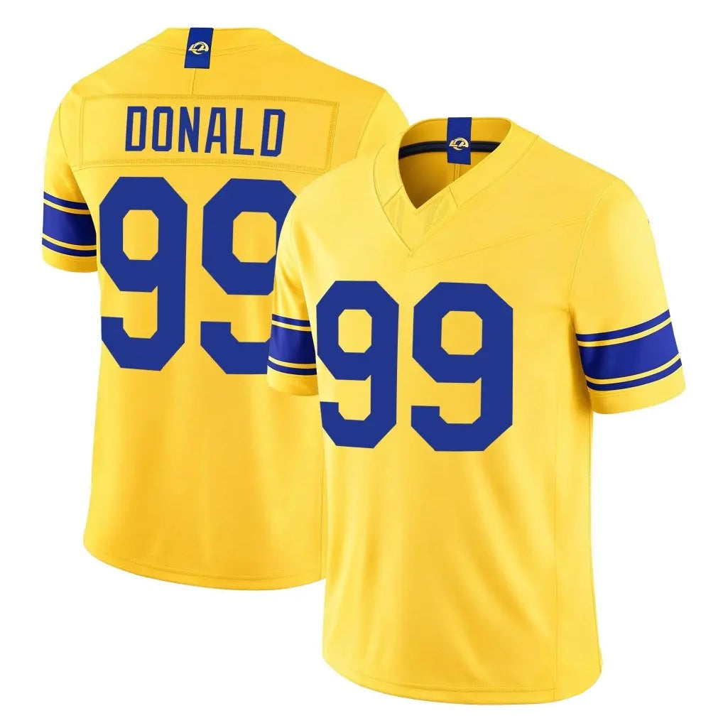 LA.Rams #99 Aaron Donald Player Gold Limited Classic Sol Vapor F.U.S.E.Home Game Gdoa Stitched Jerseys