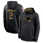 NE.Patriots #2 Harold Landry III Player Black Salute to Service Hoodies Limited Game Gdoa Stitched Jerseys