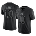 GB.Packers #10 Jordan Love Player Black Reflective Limited Home Game Gdoa Stitched Jerseys