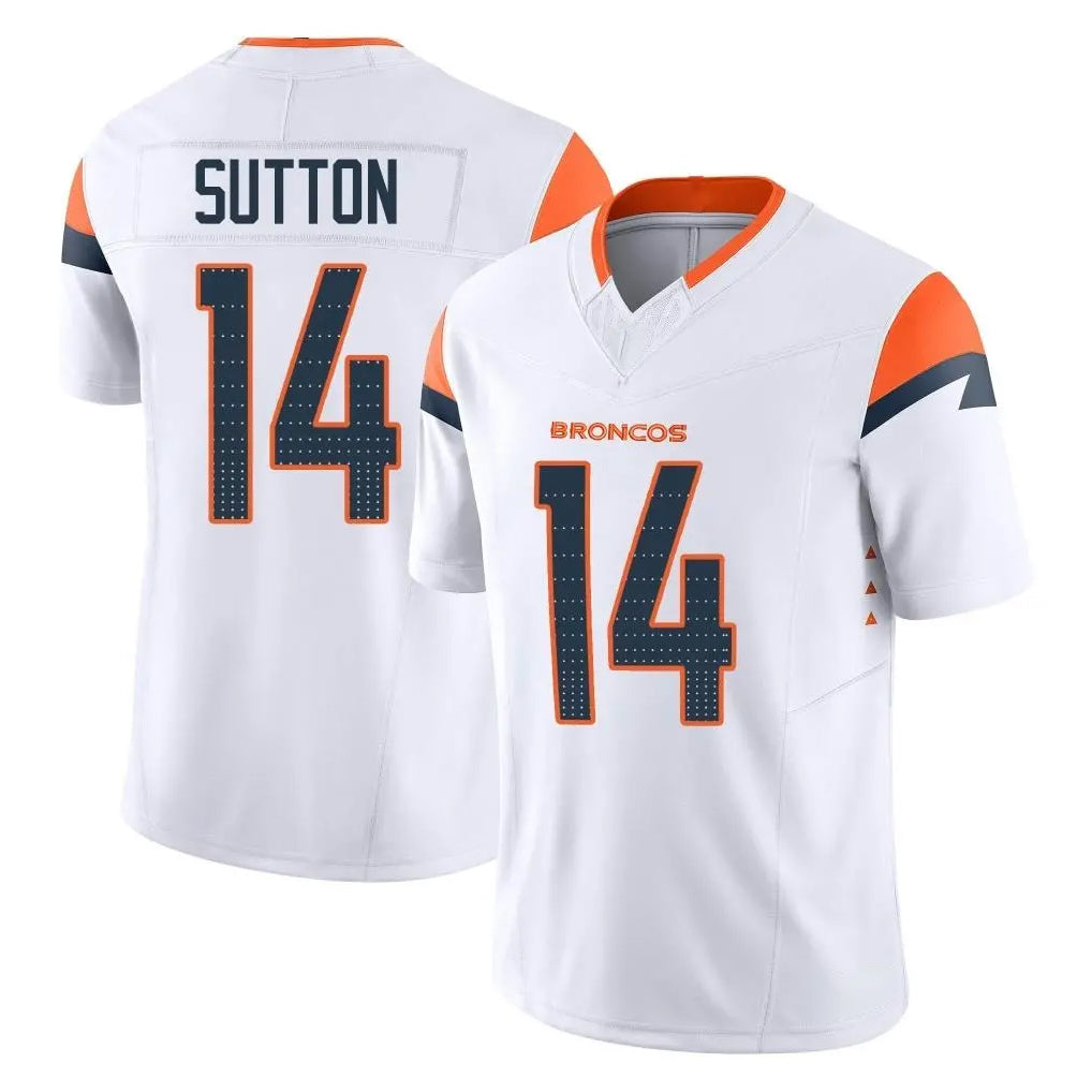 D.Broncos #14 Courtland Sutton Player White Limited Vapor F.U.S.E. Home Game Gdoa Stitched Jerseys