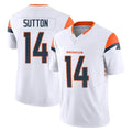 D.Broncos #14 Courtland Sutton Player White Limited Vapor F.U.S.E. Home Game Gdoa Stitched Jerseys