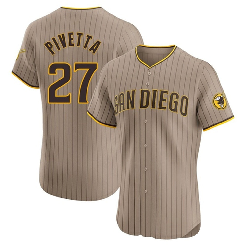 S.Diego Padres #27 Nick Pivetta Player Khaki Home Limited Elite Fdoa Stitched Jerseys
