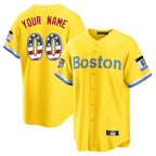 Custom B.Red Sox Yellow USA 250 Fourth of July Limited Home Game Any Name & Number Gdoa Stitched Jerseys