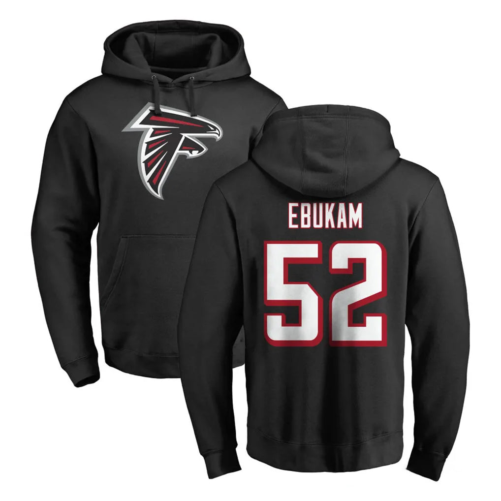 A.Falcons #52 Samson Ebukam Player Black LOGO Pullover Hoodies Home Game Gdoa Stitched Jerseys