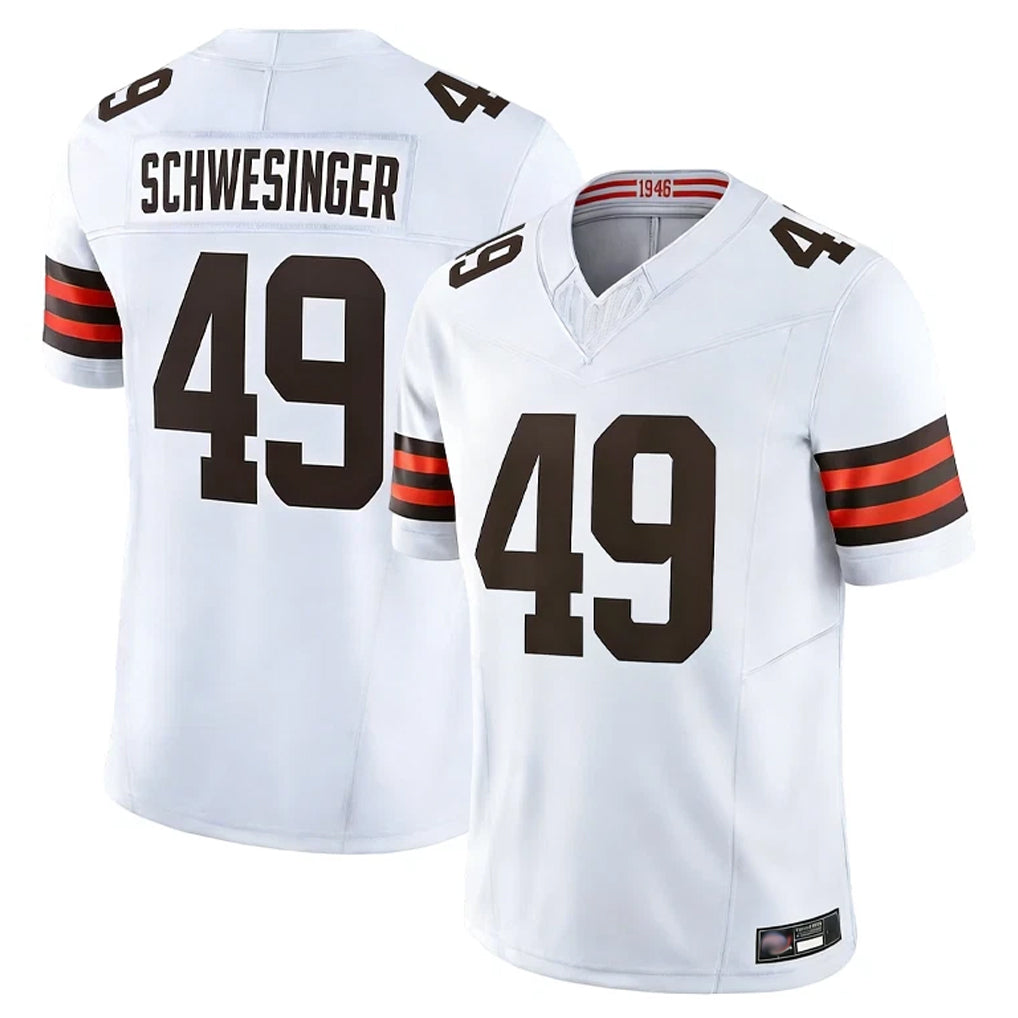 C.Browns #49 Carson Schwesinger Player White Vapor F.U.S.E. Limited Home Game Gdoa Stitched Jerseys