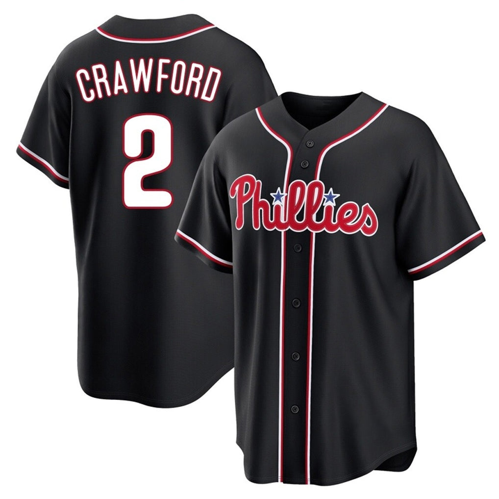 P.Phillies #2 Justin Crawford Player Black Fashion Out Home Game Fdoa Stitched Jerseys