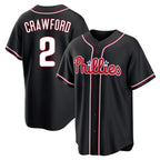 P.Phillies #2 Justin Crawford Player Black Fashion Out Home Game Fdoa Stitched Jerseys