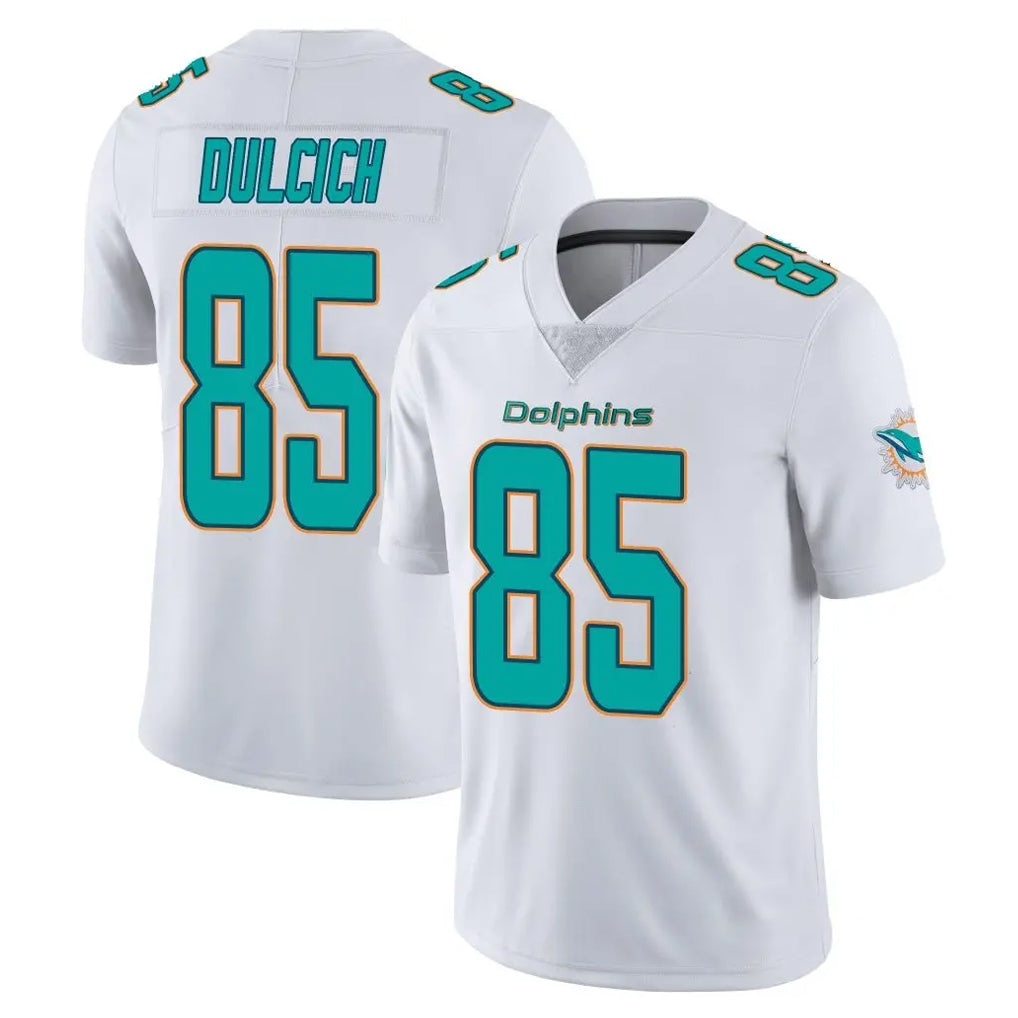 M.Dolphins #85 Greg Dulcich Player White Limited Vapor Untouchable Home Game Gdoa Stitched Jerseys