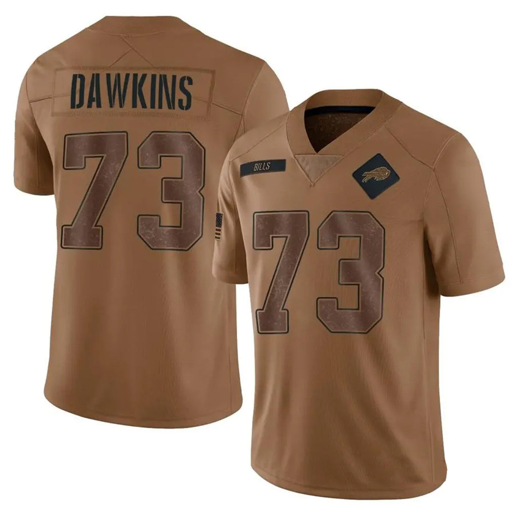 B.Bills #73 Dion Dawkins Player Brown Salute To Service Limited Gdoa Stitched Jerseys