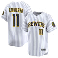 M.Brewers #11 Jackson Chourio Player White Stripes Home Limited Game Fdoa Stitched Jerseys