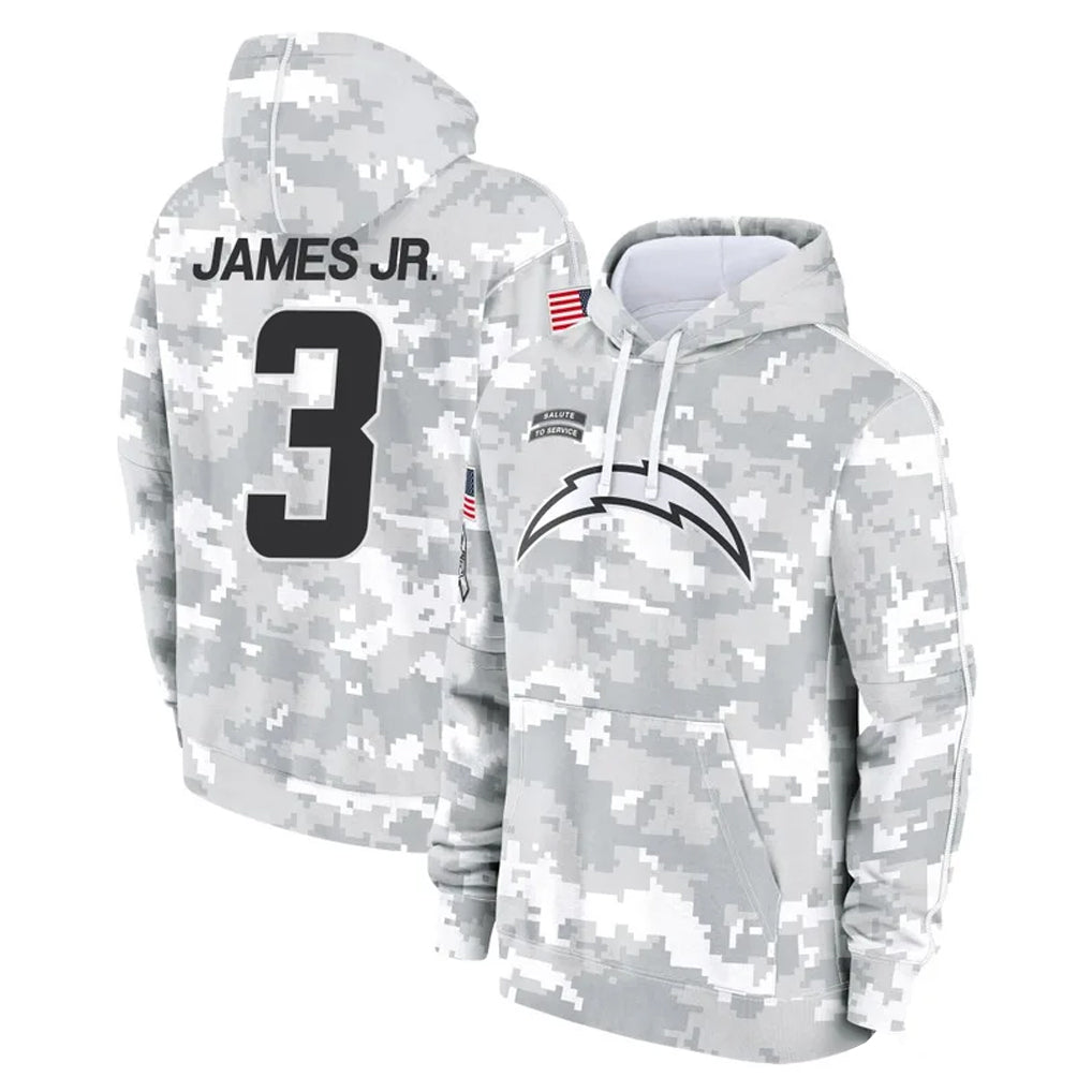 LA.Chargers #3 Derwin James Jr. Player Arctic Camo Salute to Service Hoodies Limited Game Gdoa Stitched Jerseys