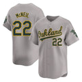 Athletics #22 Jeff McNeil Player Gray Road Limited Home Game Gdoa Stitched Jerseys