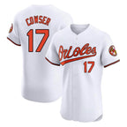 B.Orioles #17 Colton Cowser Player White Limited Elite Home Game Gdoa Stitched Jerseys