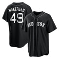 B.Red Sox #49 Tim Wakefield Player Black Home Game Gdoa Stitched Jerseys